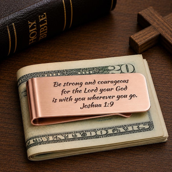 Be Strong And Courageous Rose Goldtone Money Clip