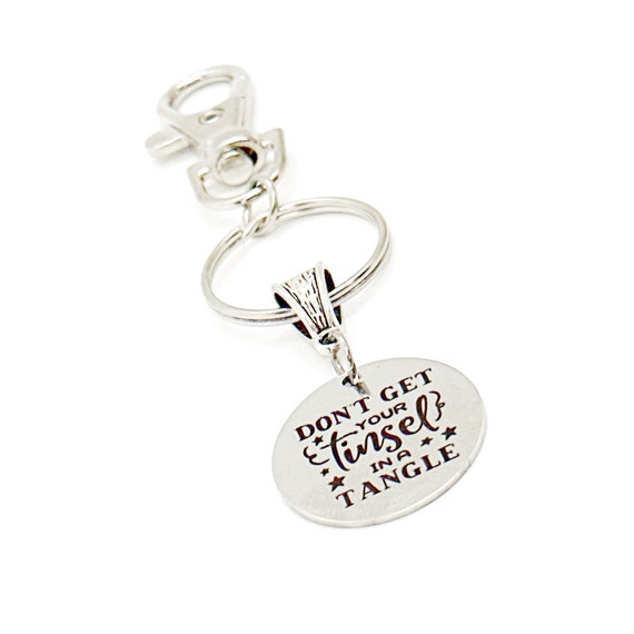 Don’t Get Your Tinsel In A Tangle Charm Clip On Keychain, Funny Gifts, Fun Quote, Christmas Quote, Funny Quotes, Friend Gift