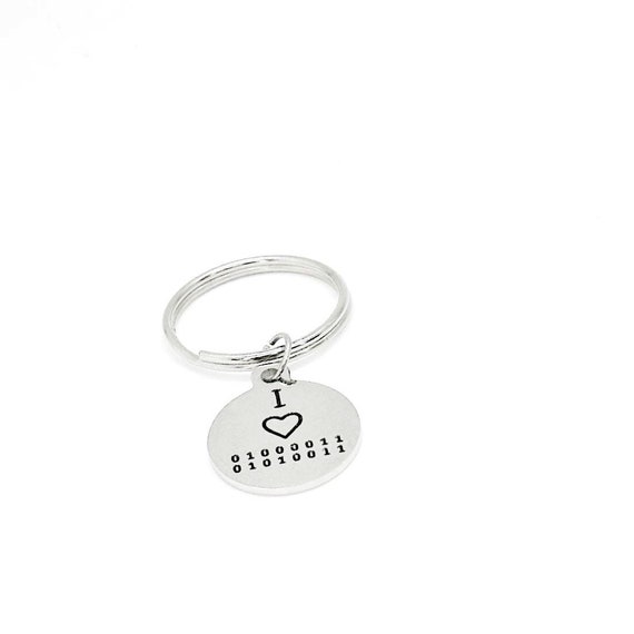 I Love CS Charm Simple Keychain, Binary Code, Computer Science, Programmer, Developer, CS Student, Going To College, Computer Science Major