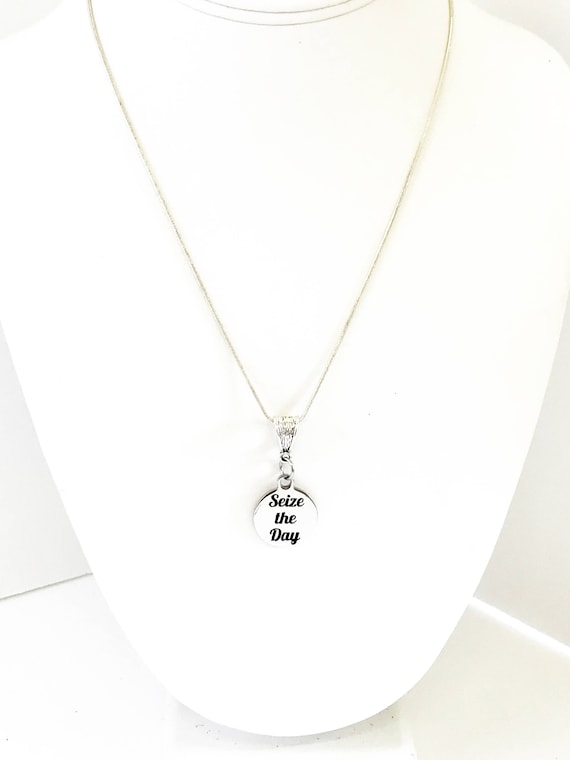 Seize The Day Silver Pendant Necklace, Motivational Gift Necklace, Motivating Jewelry, Encouragement Gift For Her, Direct Sales Team Gifts