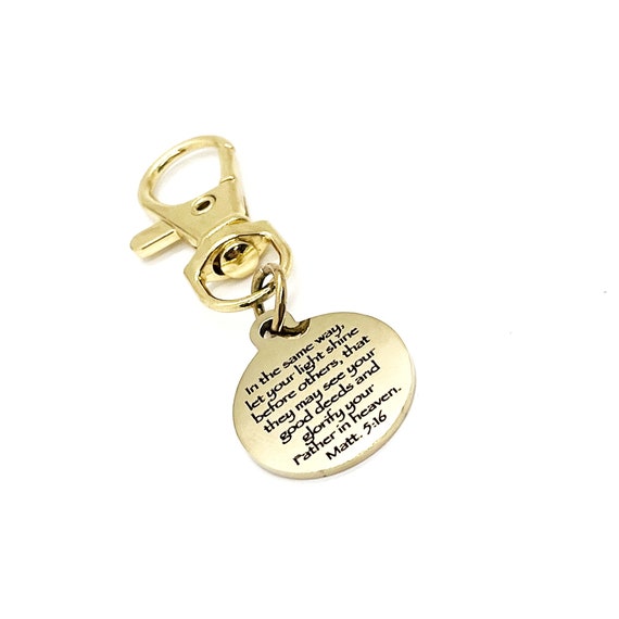 Faith Gift, Let Your Light Shine Charm, Matthew 5 16 Charm, Clip On Charm, Purse Charm, Keychain Charm, Christian Gifts, Scripture Gifts