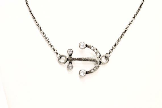 Anchor Jewelry, Gunmetal Silver Anchor Necklace, Gift For Her, Anchor Necklace, Anchor Lover Jewelry, Beach Jewelry, Anchor Sorority Gift
