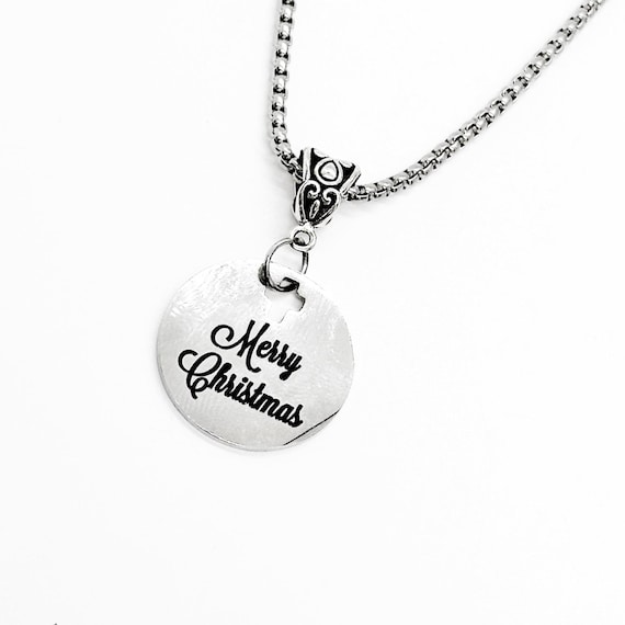 Merry Christmas Necklace, Christmas Jewelry, Gift Exchange, Gift For Her, Wife, Mom, Granddaughter, Girlfriend, Friend, Stocking Stuffer