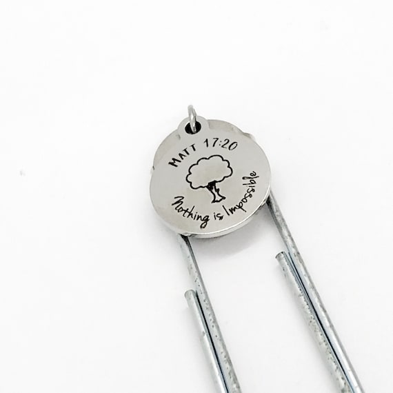 Bookmark Gift, Nothing Is Impossible Bookmark, Matthew 17 20, Mustard Seed Encouragement Quote, Motivating Planner Bookmark, Charm Paperclip