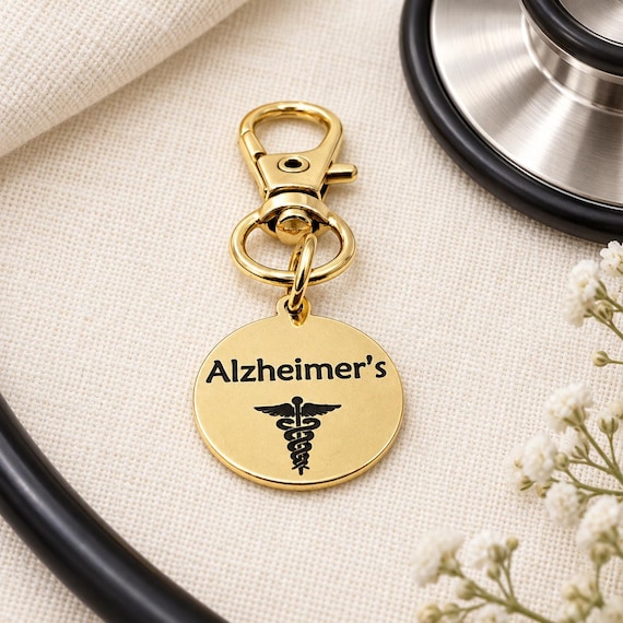 Alzheimers Medical Goldtone Clip On Charm
