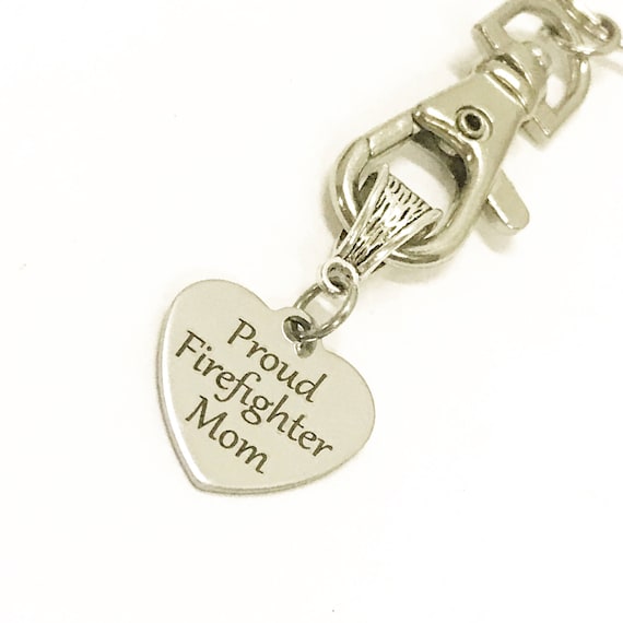 Firefighter Mom Keychain, Proud Firefighter Mom Gift, Proud Mom Gift, Gift For Firefighter Mother, Proud Of My Firefighter Keychain