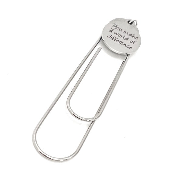 Thank You Gift, You Make A World Of Difference Charm Bookmark, Teacher Gift, Daughter Gift, Love Gift, Wife Gift, Planner Bookmark Gift