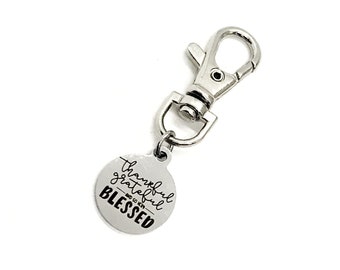 Bag Charm, Thankful Grateful And So Very Blessed Keychain Charm, Thanksgiving Gift, Back Pack Charm, Purse Charm, Thankful Charm, Fall Charm