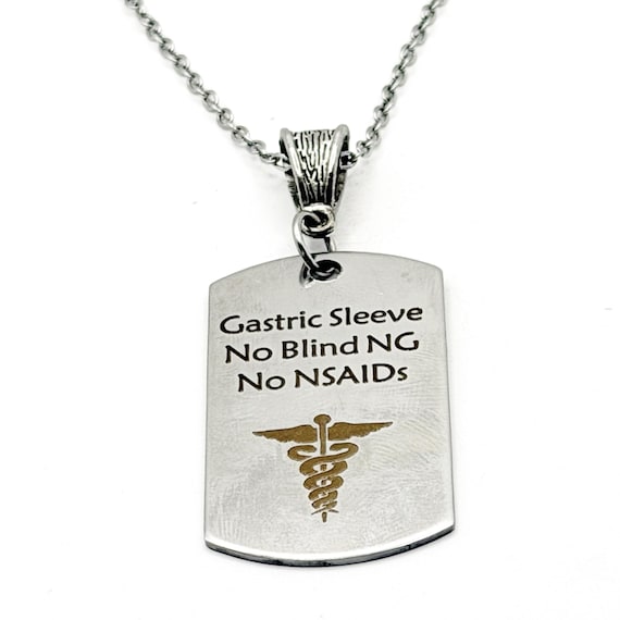 Gastric Sleeve Medical Alert Dog Tag Necklace