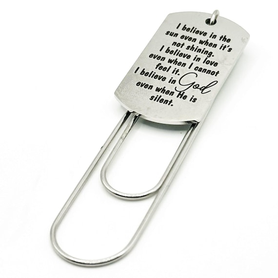 Faith Quote Paperclip Bookmark Christian Inspirational Scripture Bookmark Stainless Steel Engraved Charm Religious Gift