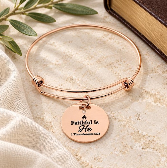 Faithful Is He Rose Goldtone Charm Bracelet