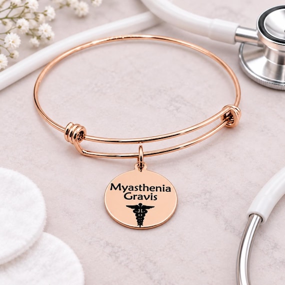 Myasthenia Gravis Rose Goldtone Charm Bracelet