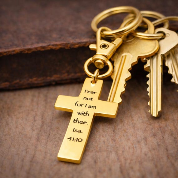 Fear Not I Am With Thee Gold-Plated Cross Charm