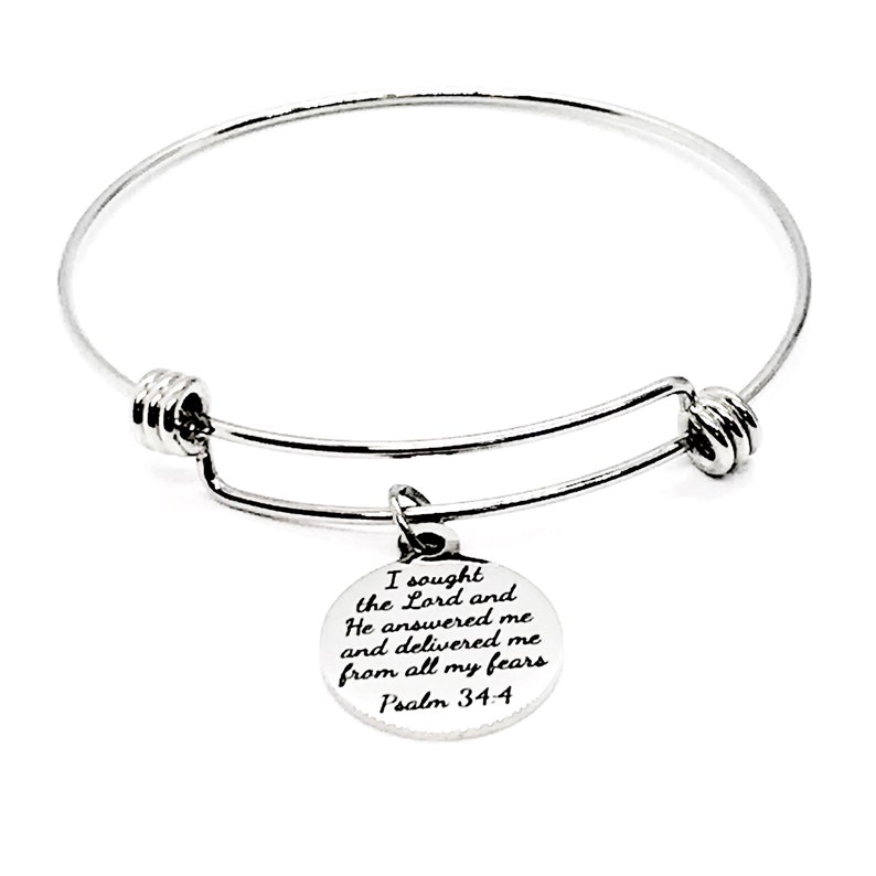 Christian Charm Bracelet I Sought the Lord Psalm 34 4 Charm Etsy