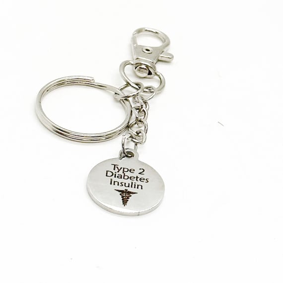 Type 2 Diabetic Insulin Medical Condition Clip On Charm Keychain, Medical Condition Awareness, Gift For Her, Gift For Him, Insulin Dependent