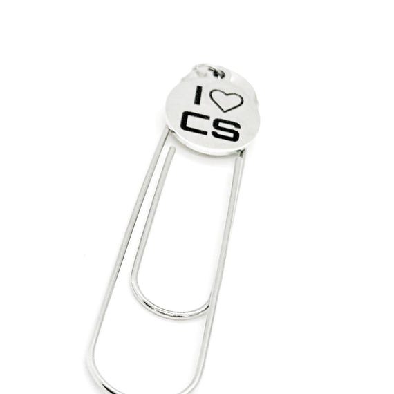 I Love CS I Heart CS Charm Clip Bookmark, Computer Science Major, Programmer, Developer, New IT Job, College Student
