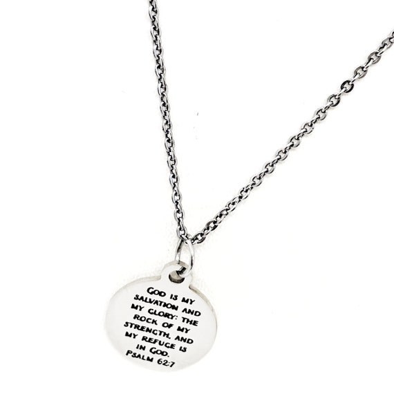 Faith Gift, God Is My Salvation And My Glory Necklace, Psalm 62 7, Scripture Gift, Scripture Jewelry, Faith Jewelry, Gift For Her