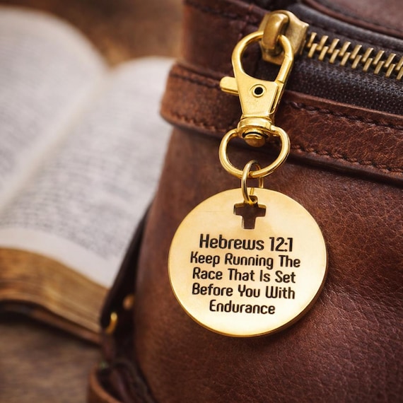 Hebrews 12 12 Keep Running Gold-Plated Cross Charm