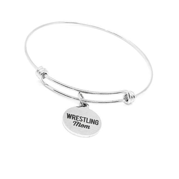 Wrestling Mom Bracelet Stainless Steel Adjustable Wire Bangle Gift For Sports Moms Team Support Jewelry Charm For Proud Wrestling Mothers