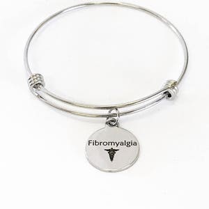 Fibromyalgia Medical Expanding Charm Bracelet, Medical Notification Bracelet, Fibromyalgia Awareness, Fibromyalgia Stacking Bracelet