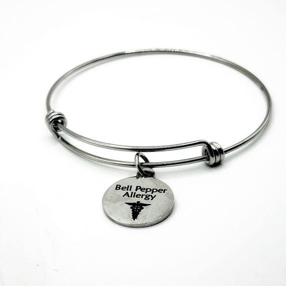 Bell Pepper Allergy Medical Condition Charm Bracelet Stainless Steel Expanding Bangle Food Allergy Awareness Jewelry