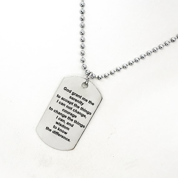Serenity Prayer Necklace, Gift For Him, Serenity Courage Wisdom, Son Gift, Husband Gift, Man Necklace, Stainless Steel Necklace