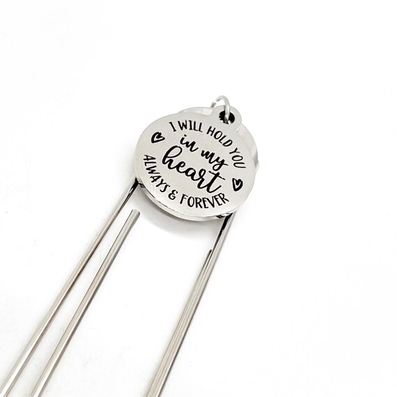 Love Gift, I Will Hold You In My Heart Always And Forever Bookmark, Planner Paper Clip, Wife Gift, Valentines Day Gift, Charm Bookmark