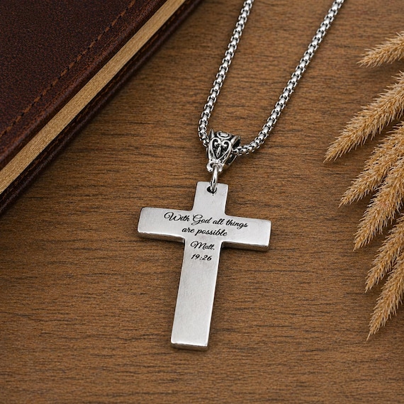 With God All Things Are Possible Cross Necklace