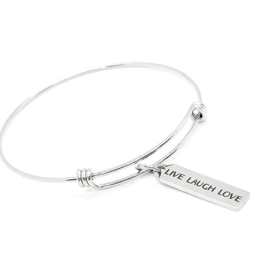 Live Love Laugh Stainless Steel Bracelet Adjustable Bangle Jewelry Gift