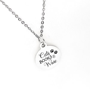 Regalo del dueño del gato, collar de vino de libros de gatos, regalo del amante del libro, regalo del lector, regalo del amante del vino, regalo de mis cosas favoritas