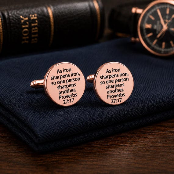 Iron Sharpens Iron Rose Goldtone 20mm Cuff Links