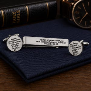 As Iron Sharpens Iron Tie Clip And Cuff Link Set