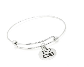 I Love CS Charm Stacking Bangle, Binary Code, Comp SCI Major, Gift For Her, Daughter, Girlfriend, Fun Gift, Computer Programming, Programmer