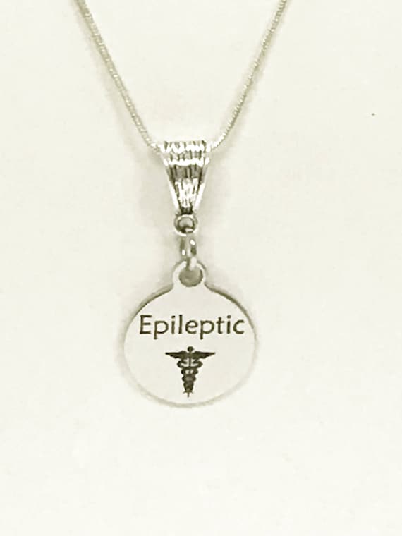 Epileptic Medical Condition Awareness SS Engraved Pendant Necklace, Medical Jewelry Gift For Her, Epileptic Jewelry, Medical Condition ID