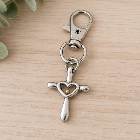 Mustard Seed Heart Cross Clip On Charm