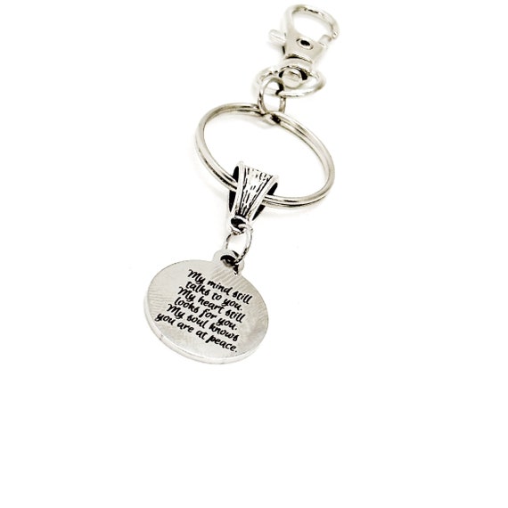 My Mind Still Talks To You Round Charm Clip Keychain, Memorial Gift, Remembering Her, Remembering Him, Sympathy, Loss Of Loved One