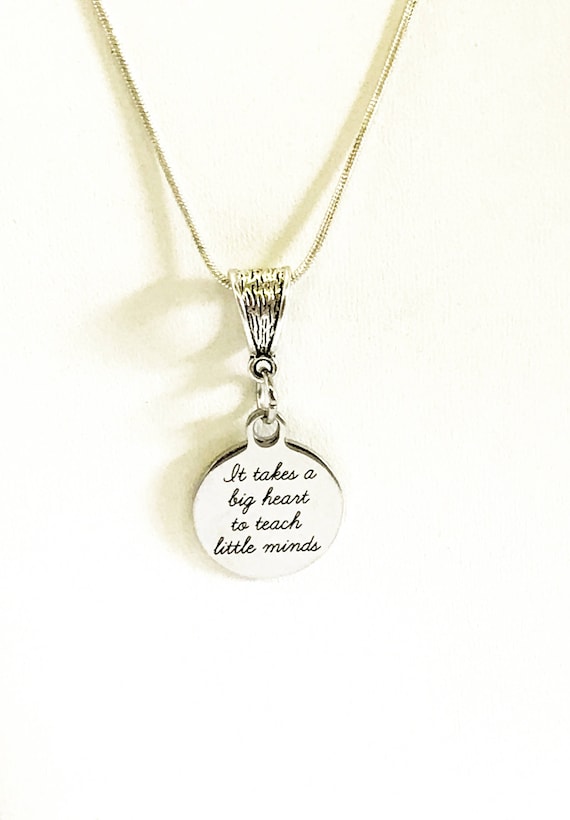 It Takes A Big Heart To Teach Little Minds Necklace, Back To School Teacher Gift, New Teacher Gift for Her, Teacher Appreciation Gift