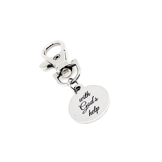 With God’s Help Clip On Charm, Faith Gift, Faith Encouragement, Bag Charm, Purse Charm, Christian Gift, Christian Encouragement, Baptism