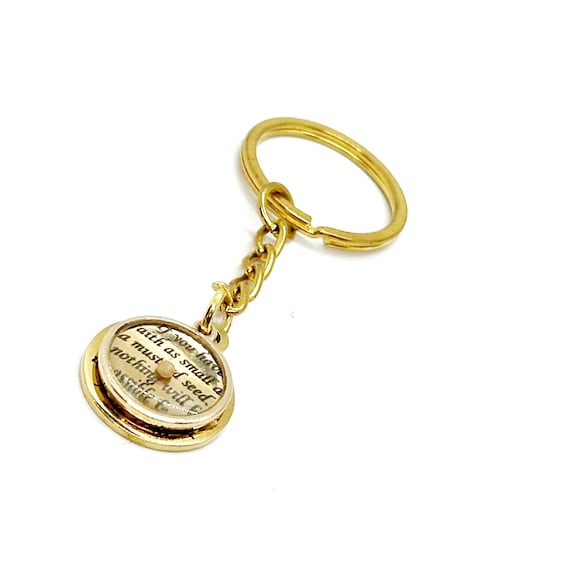Mustard Seed Goldtone Key Chain, Mustard Seed Faith, Matthew 17 20 Gift, Mustard Seed Gifts, Faith Gifts, Christian Gifts, Scripture Gift