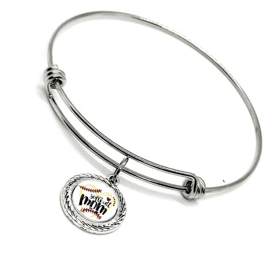 Softball Mom Charm Bracelet, Softball Mom Jewelry Gift, Softball Gift For Her, Wife Gift, Team Mom, Coach’s Wife, Jewelry Gifts