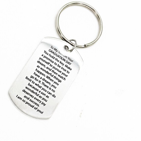Son Graduation Charm Keychain, New Car Gift, Going To College, Gift For Him, From Mom Or Dad, Dream Big Dreams, I Am Proud Of You