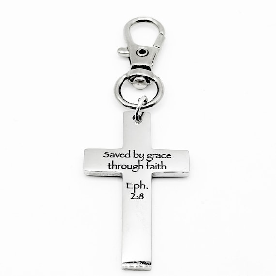 Saved By Grace Through Faith Cross Charm