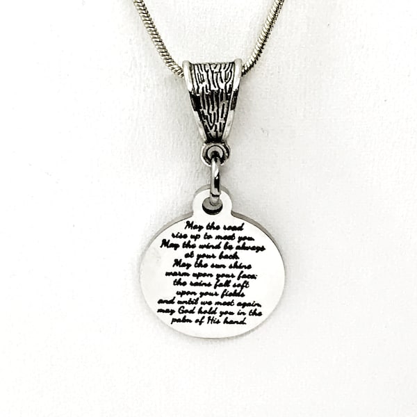 Irish Blessing Necklace, Going Away Gift, Engraved Necklace, Moving Gift, Until We Meet Again Gift, Irish Blessing Gift