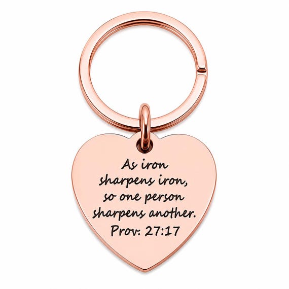 Iron Sharpens Iron Rose Goldtone Heart Keychain