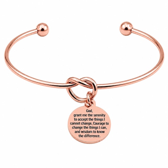 Serenity Prayer Rose Goldtone Cuff Charm Bracelet