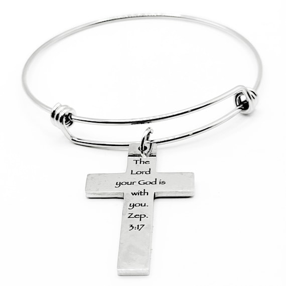 God Is With You Cross Charm Bracelet