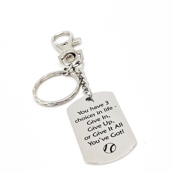 Baseball Player Gift, Three Choices In Life Keychain, Give It All You’ve Got, Motivating Him, Encouragement Gift, Motivating Quote, Son Gift