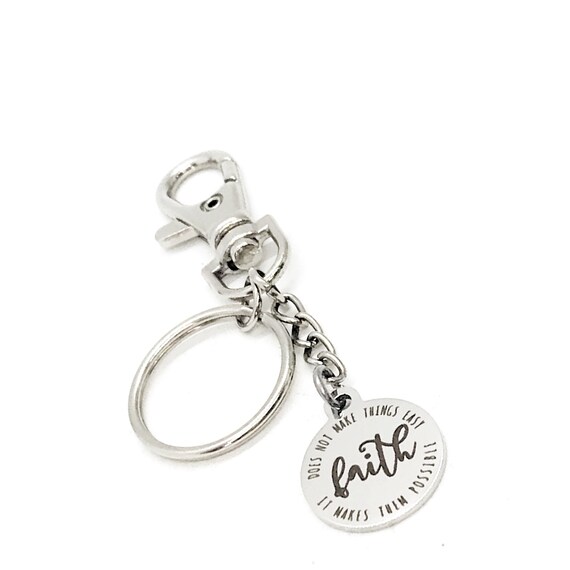 Faith Gifts, Faith Makes Things Possible Not Easy Keychain, Faith Quote, Christian Gifts, Christian Quotes, Scripture Keychain