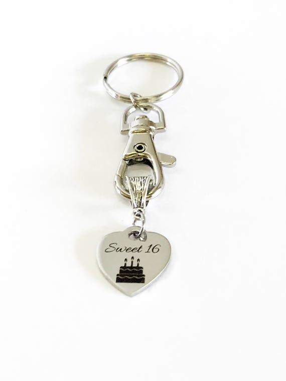 Sweet 16 Keychain, Sweet Sixteen Gifts, New Car Gift For Her, Sweet 16 Gifts, Daughter Birthday Gift, Sixteenth Birthday Gifts For Daughter