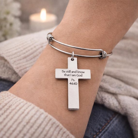 Be Still And Know Cross Charm Bracelet